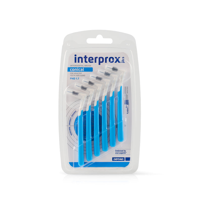 Interprox® Plus-[天藍色]長柄黑白牙縫刷 90度(Conical)6支