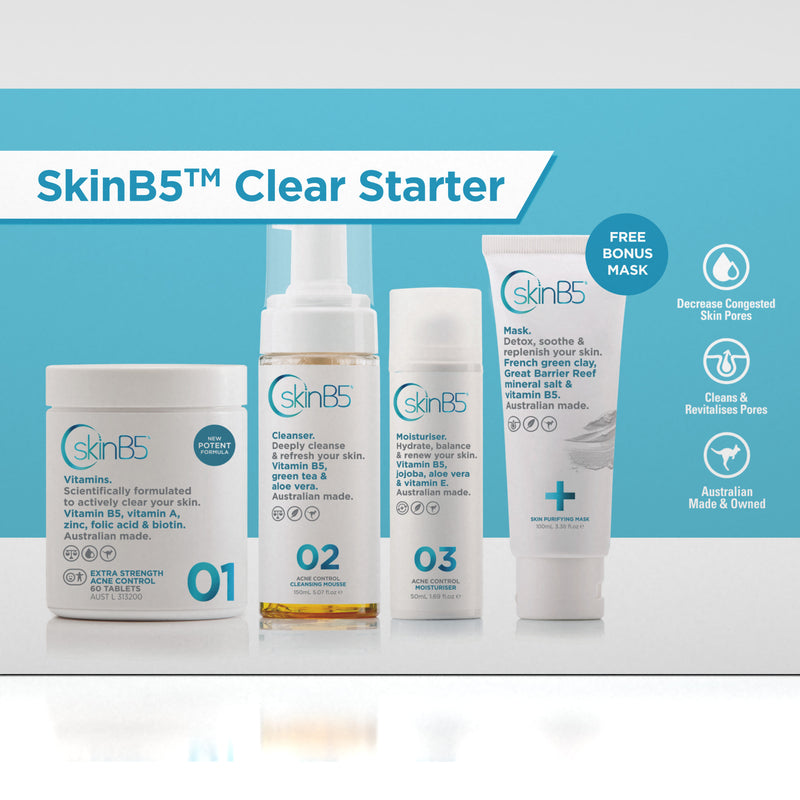 SkinB5 - 無瑕抗痘套裝 | 痘痘肌回復細緻淨滑、由內而外、由淨化到修復、全方位無瑕抗痘組合