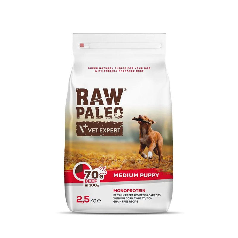 Raw Paleo 中型幼犬配方乾糧 (牛肉) [2.5kg]